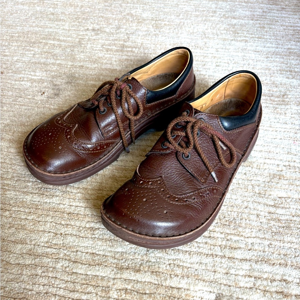 Birkenstock brown wingtip brogue round toe shoes 9